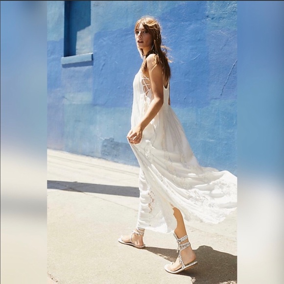Free People cream pleated lace Hailee midi dress - Picture 3 of 15